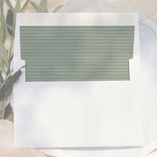 Simple Sage Green Whimsical Lines Wedding Envelope Liner