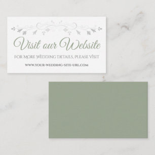 Simple Sage Green & White Elegant Wedding Website Enclosure Card