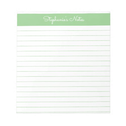 Simple Sage Lined Personalized Notepad