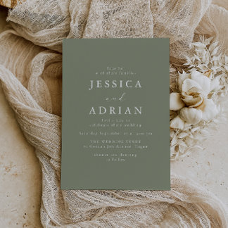Simple Sage Minimal Modern Wedding Invitation