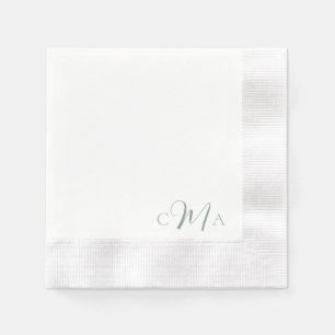 Simple Sage Monogram Combo Font Wedding Cocktail Napkins