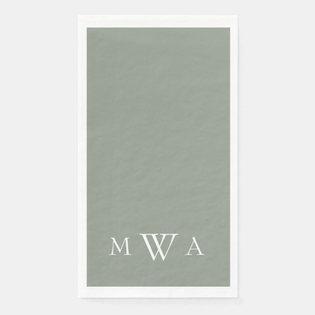 Simple Sage Monogram Paper Guest Towels (Front)
