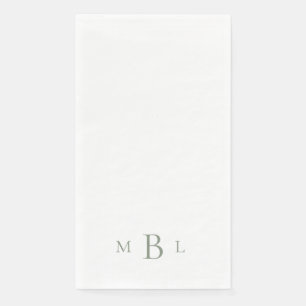 Simple Sage Monogram Wedding Paper Guest Towels