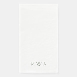 Simple Sage Monogram White Paper Guest Towels