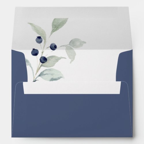 Simple Sage Navy Watercolor Return Address Wedding Envelope