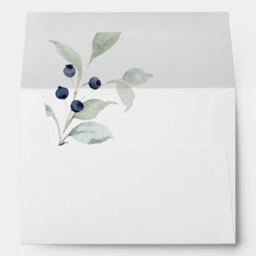 Simple Sage Navy Watercolor Return Address Wedding Envelope