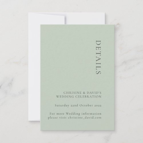 Simple Sage Wedding Details card