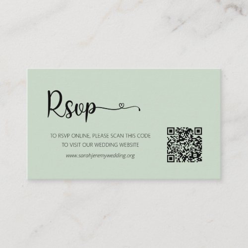 Simple Sage Wedding RSVP Website Enclosure Card