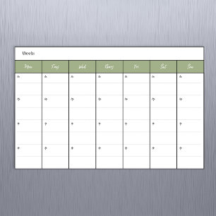 Simple Sage Weekly Calendar Magnetic Dry Erase Sheet