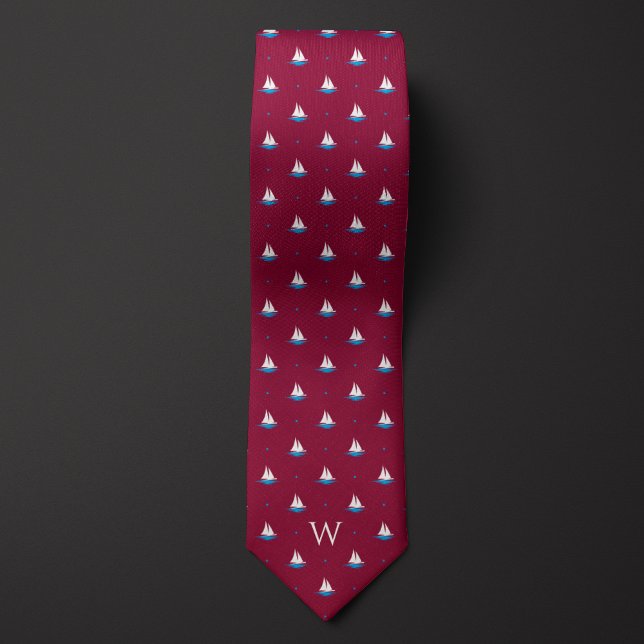 Simple Sailboat Monogram Neck Tie (Creator Uploaded)