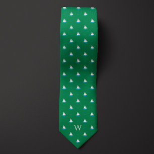 Simple Sailboat Monogram Neck Tie