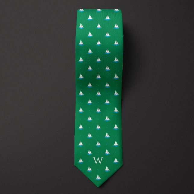 Simple Sailboat Monogram Neck Tie (Creator Uploaded)