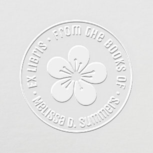 Simple Sakura Cherry Blossom Flower Bookplate Embosser