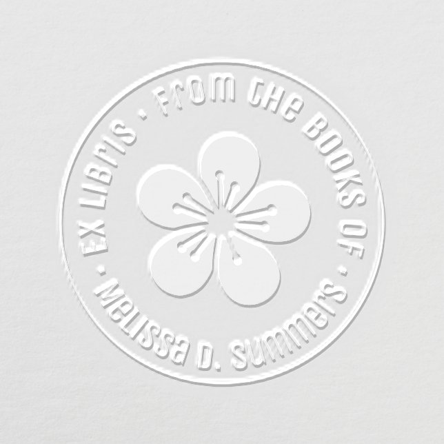 Simple Sakura Cherry Blossom Flower Bookplate Embosser (Design)