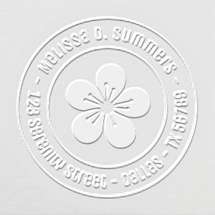 Simple Sakura Cherry Blossom Flower Round Address Embosser