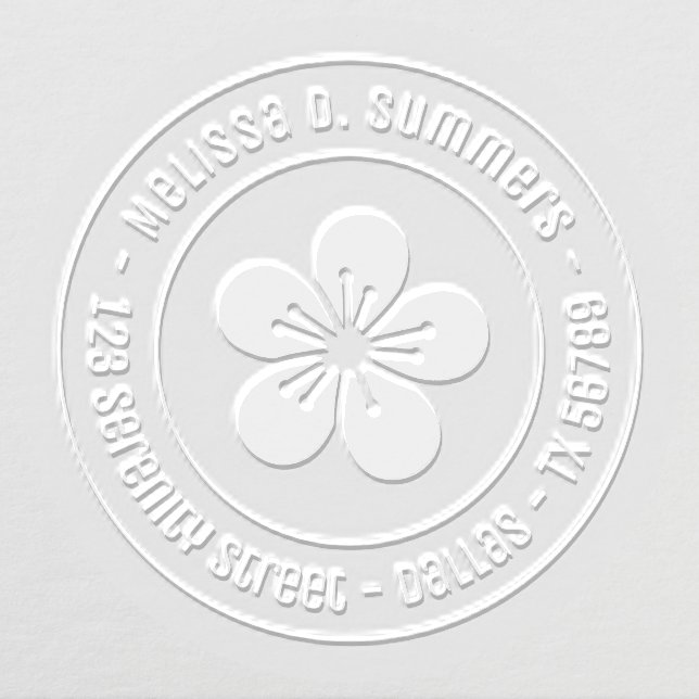 Simple Sakura Cherry Blossom Flower Round Address Embosser (Design)