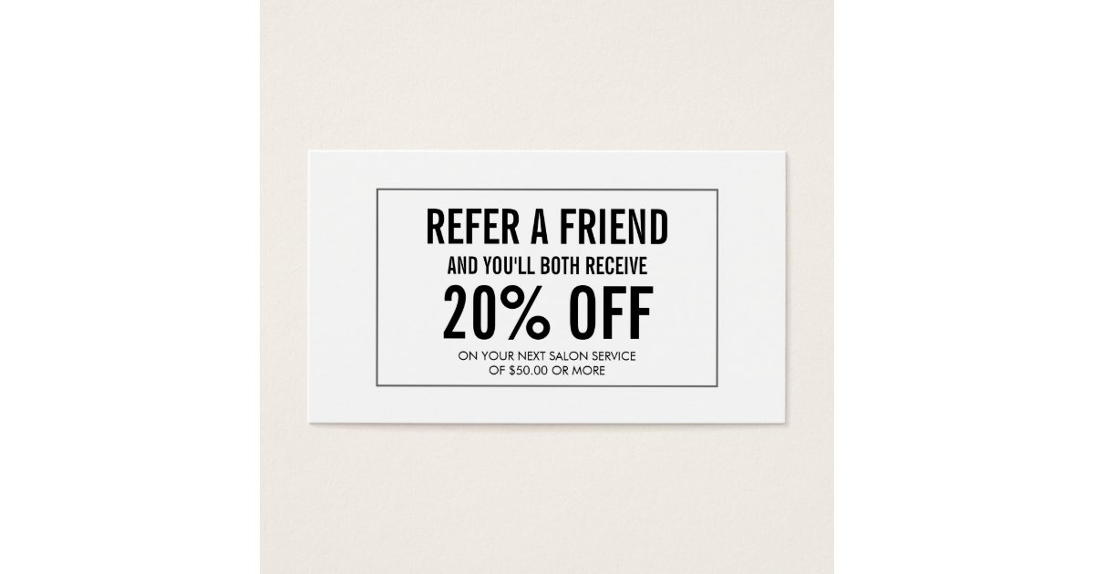 Simple Salon Customer Referral Card | Zazzle.com