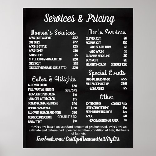 Simple Salon Menu Poster