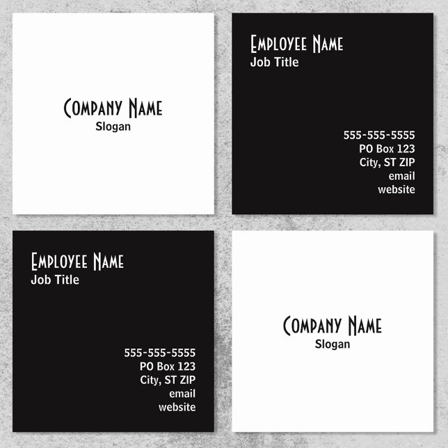 Simple Salt and Pepper Alternating Colors Square Business Card (Alternating Black and White Square Business Cards)