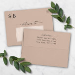 Simple Sand Beige Taupe A7 5x7 Wedding Invitation Envelope<br><div class="desc">Minimal Simple Solid Sand Beige Wedding Envelopes with Return Address. This modern wedding or any event Envelope design is simple and elegant with a solid background color and trendy fonts. Shown in the Sand Beige Taupe Natural Khaki Wedding Colorway. Also features a simple monogram on the Left side of the...</div>