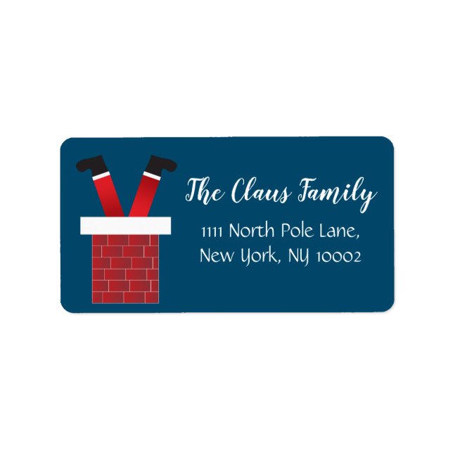 Simple Santa Claus Stuck In A Chimney Blue Red Label (Front)