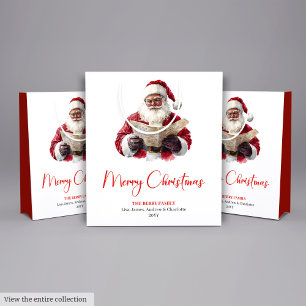 Simple Santa Claus Stylish Modern Holiday Gift Bag