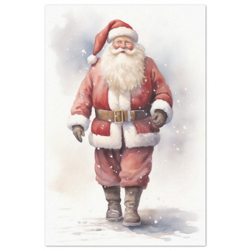 Simple Santa Claus walking in snowy forest Tissue Paper