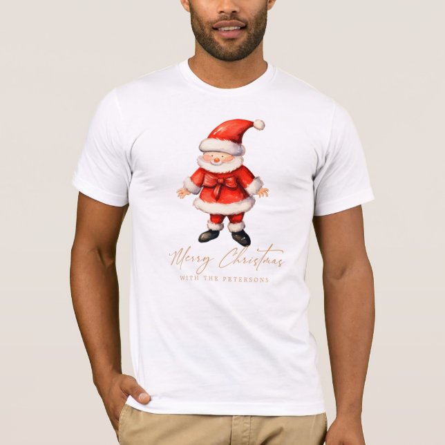 Simple Santa Clause Christmas White T-Shirt (Front)