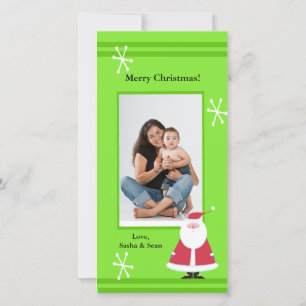 Simple Santa Green Holiday Christmas Photo Card