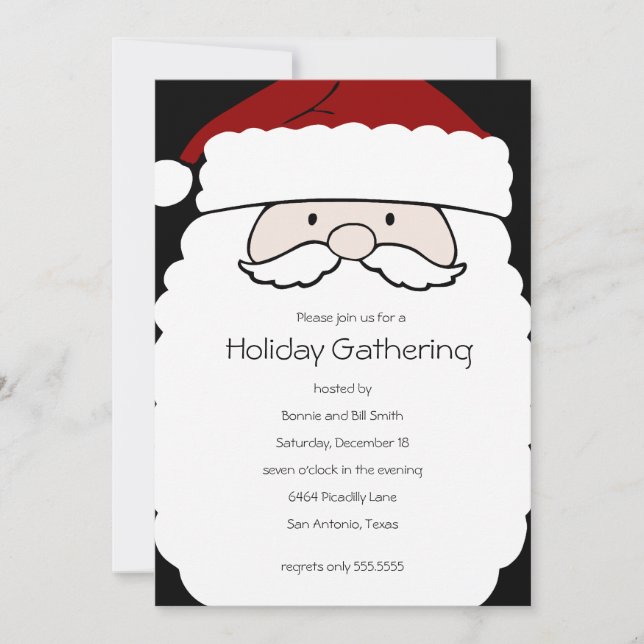 Simple Santa Holiday Party Invitation (Front)