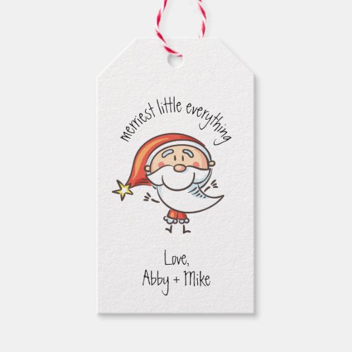 Simple Santa Illustration Fun Christmas Typography Gift Tags