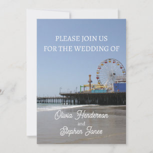 Simple Santa Monica Pier Ferris Wheel Invitation