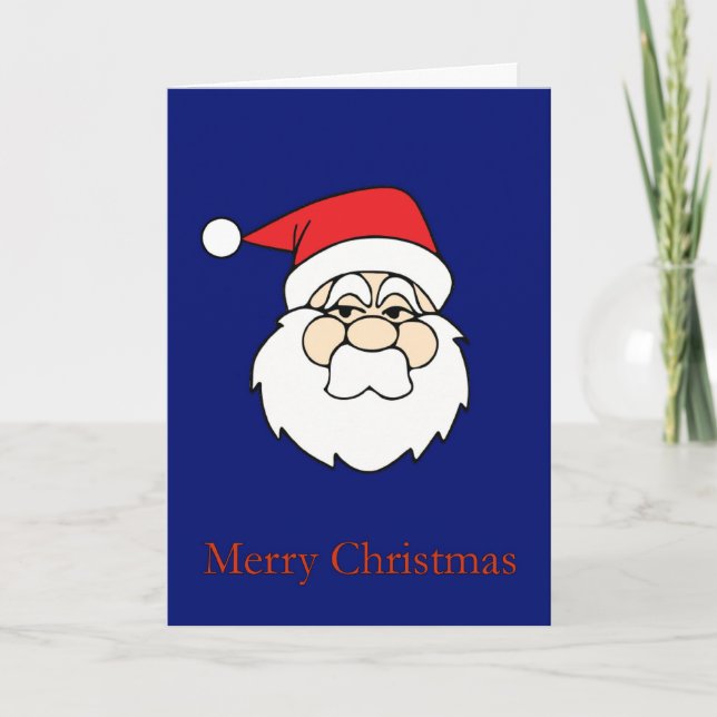 Simple Santa on Blue - A Christmas Card (Front)