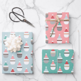 Simple Santas Christmas Wrapping Paper Sheets