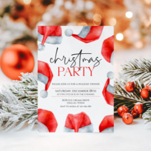 Simple Santas Hat Christmas Party Invitation