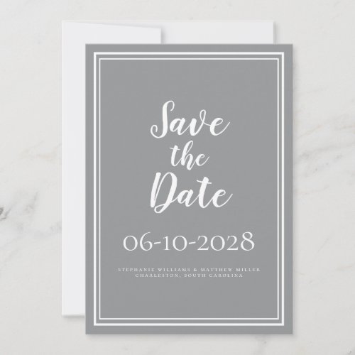 Simple Save The Date Gray Modern Chic Wedding
