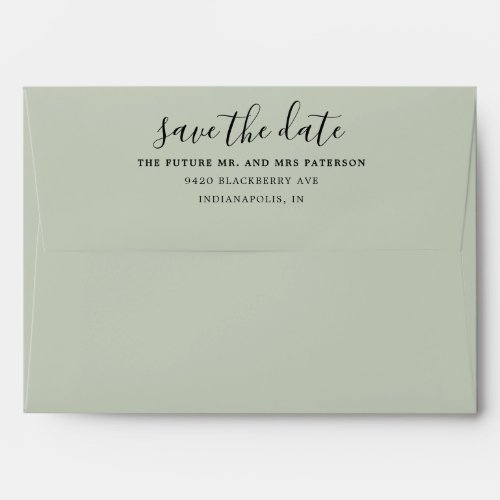 Simple Save the Date Green Sage Pre_Addressed Envelope