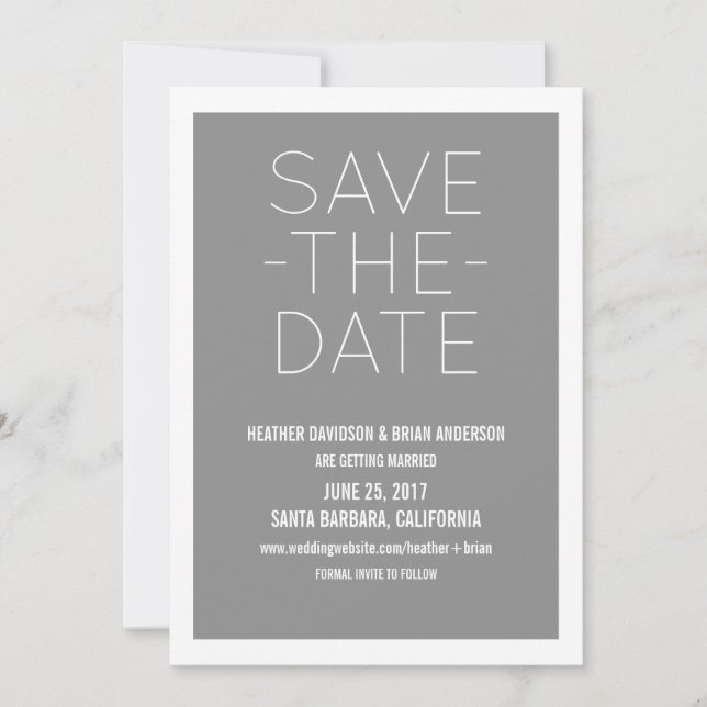 Simple Save the Date Invite, Gray Invitation (Front)