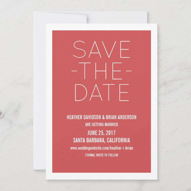 Simple Save the Date Invite, Red (Front)