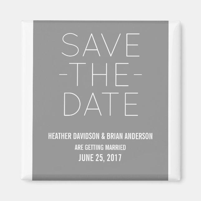 Simple Save the Date Magnet, Gray Magnet (Front)