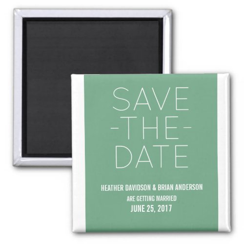 Simple Save the Date Magnet Green Magnet