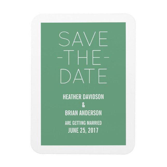 Simple Save the Date Magnet, Green Magnet (Vertical)