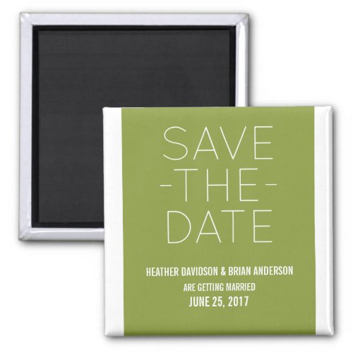 Simple Save the Date Magnet Olive Green Magnet