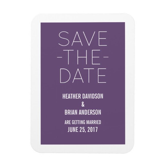 Simple Save the Date Magnet, Purple Magnet (Vertical)