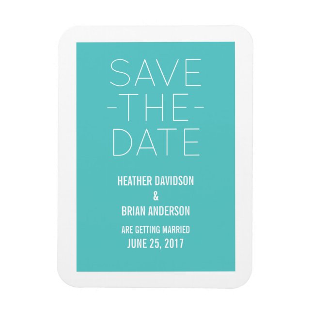 Simple Save the Date Magnet, Turquoise Magnet (Vertical)