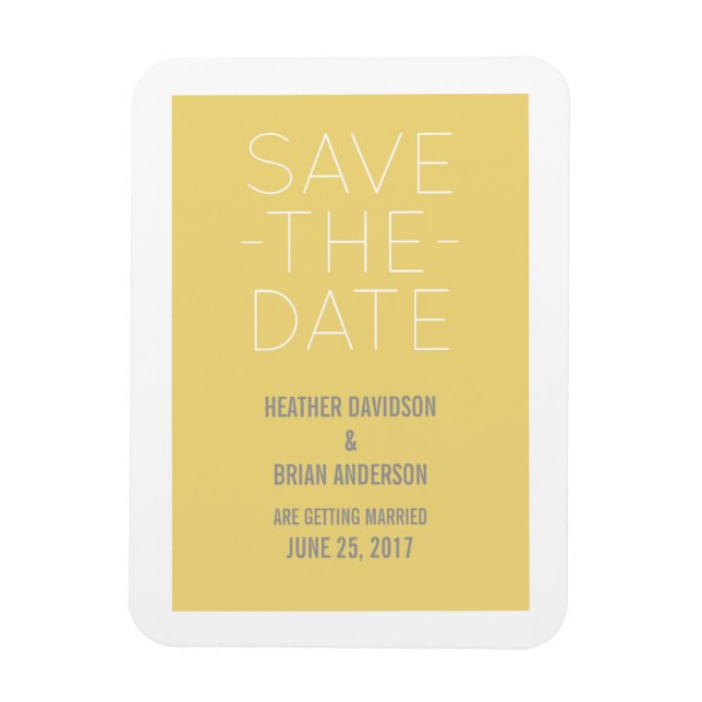 Simple Save the Date Magnet, Yellow Magnet (Vertical)