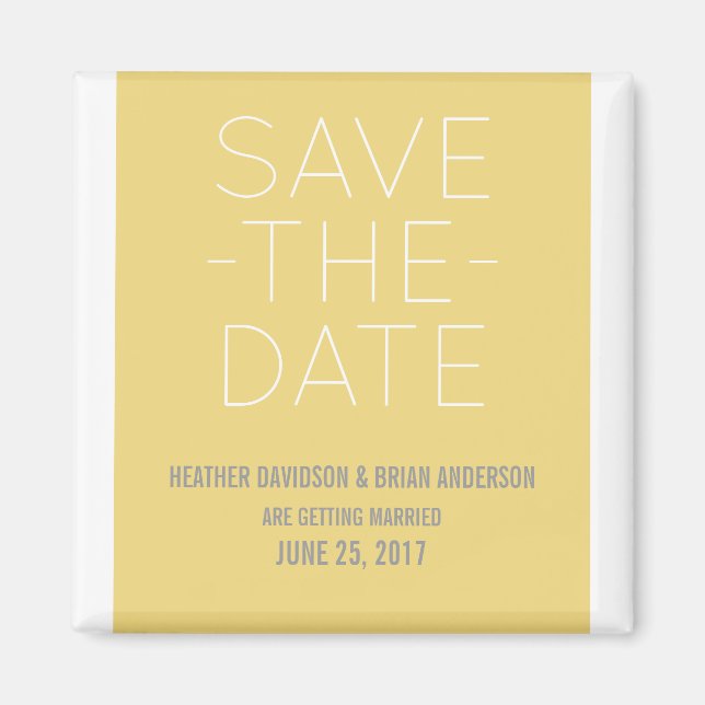 Simple Save the Date Magnet, Yellow Magnet (Front)