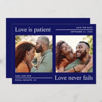 Simple Save The Date Navy Blue And White Card by girlygirlgraphics at Zazzle