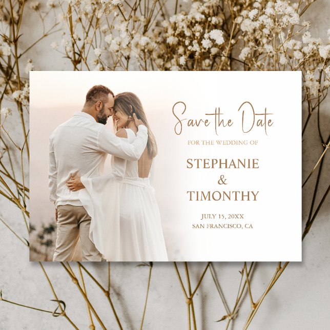 Simple Save The Date Photo Modern Wedding Invitation (Cherish the moment and announce your day with our captivating photo Save the Date invitation.)
