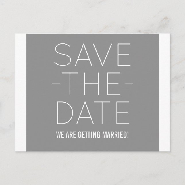 Simple Save the Date Postcard, Gray Announcement Postcard (Front)